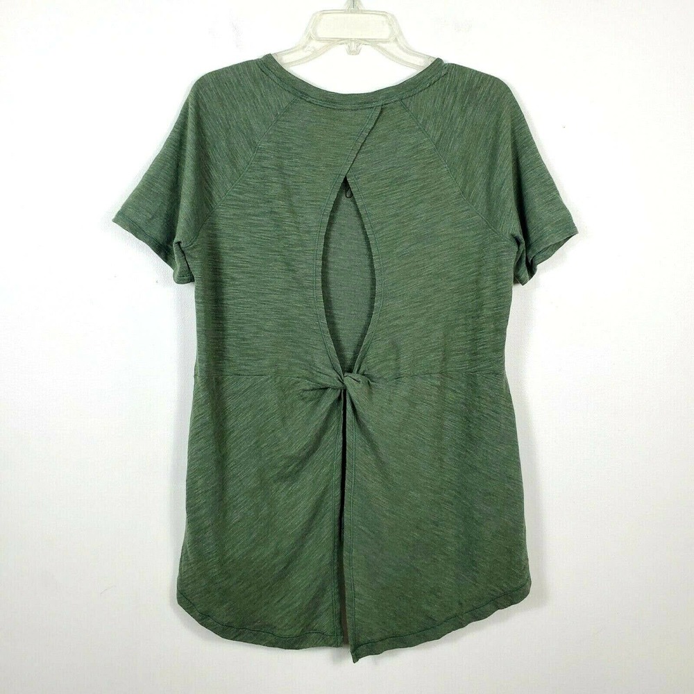 Calia by Carrie Underwood Peekaboo Twist Back Workout Top Short Sleeve Green M - Picture 2 of 10